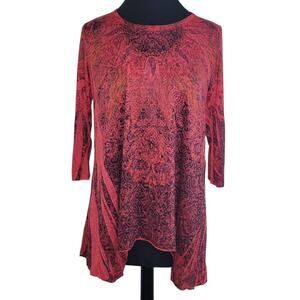 VTG Sole Diane Paisley Tunic Sharkbite Hem Goth Boho USA Made Art To Wear L